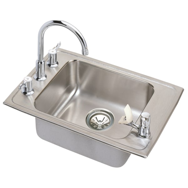 Elkay Lustertone 18 Gg 25'x17'x6.5' 1-Bowl TMt Sink Kit W/ Filter SS